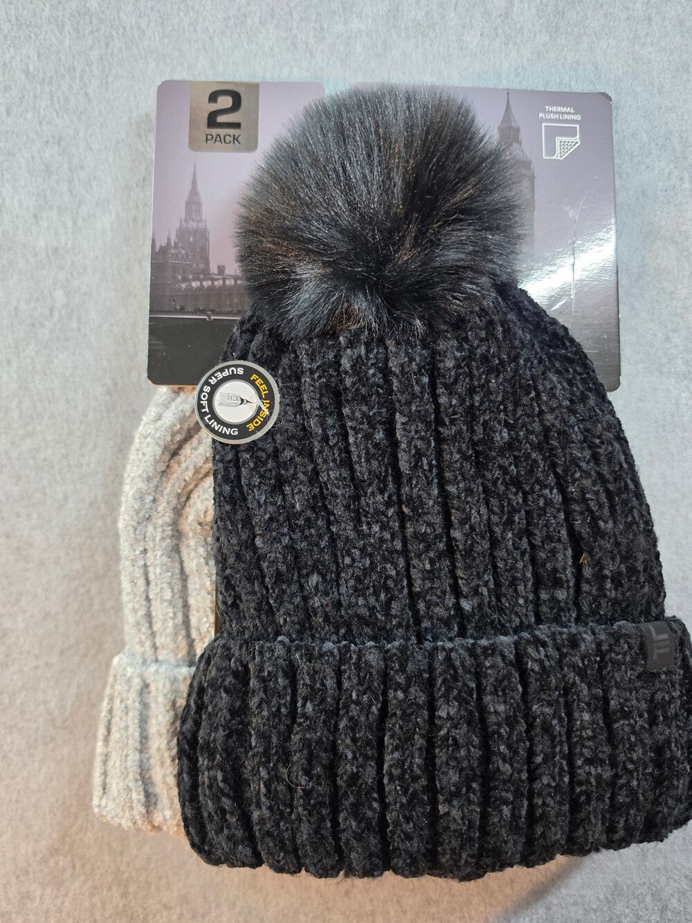 NWT London Fog 2 pack hats Thermal Plush Lining